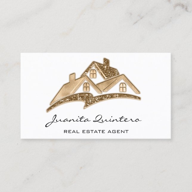 Logo House Real Anwesen Agent Beruflich Weiß Visitenkarte (Vorderseite)