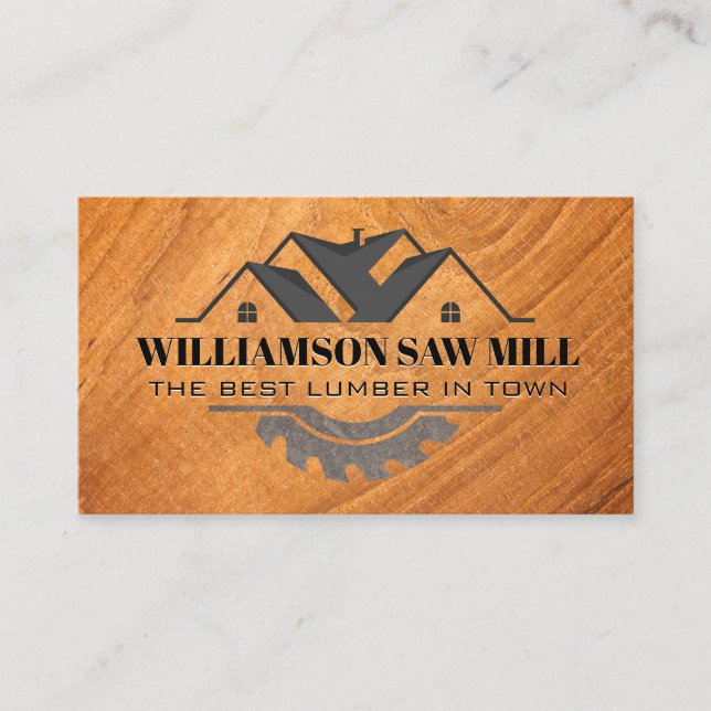 Logo "House Saw" | Holzkörnschnitt Visitenkarte (Vorderseite)