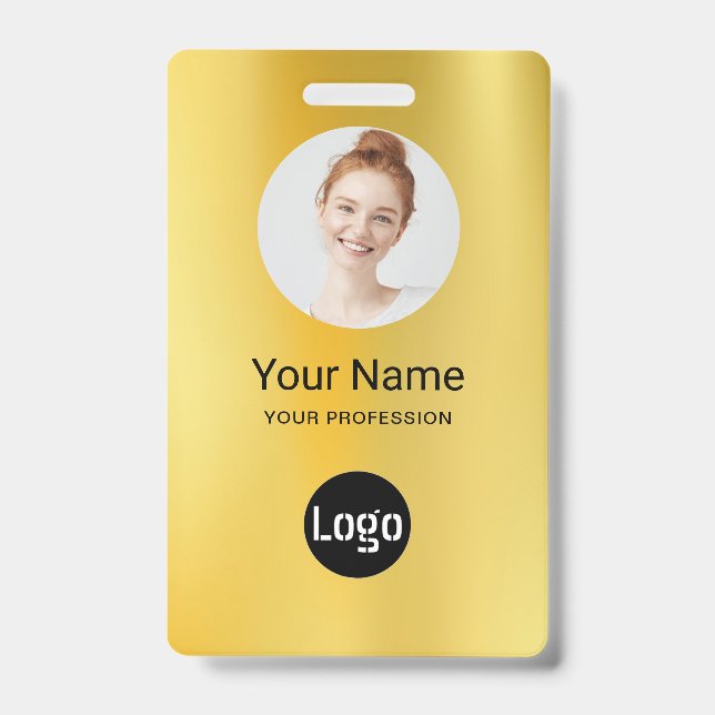 Logo-ID für Unternehmen | Moderne Gold Mitarbeiter Ausweis (Front)