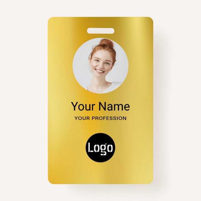 Logo-ID für Unternehmen | Moderne Gold Mitarbeiter Ausweis (Vorderseite)