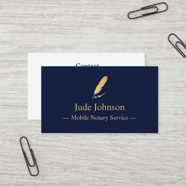 Logo-Indiz für das Notar-Gold-Feather Visitenkarte (Vorderseite/Rückseite Beispiel)