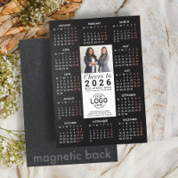 Logo Info photo Calendrier noir 2026 Carte magnéti