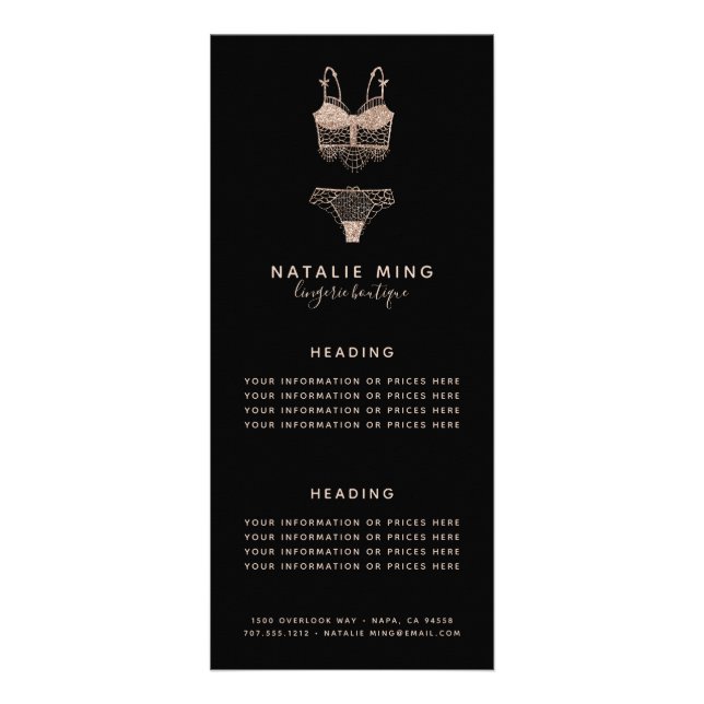 Logo-Informationen oder Preise der Boutique Lace L Werbekarte (Vorne)