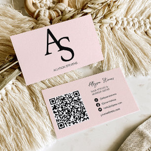Logo-Initialen Bush rosa Haar-Make-up qr-Code Visitenkarte