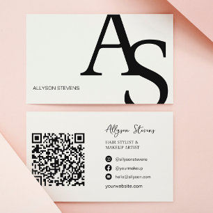 Logo-Initialen Schwarz-weißen fett formatierten qr Visitenkarte