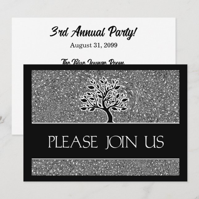 Logo Invitation Business Party Noir et blanc (Devant / Derrière)