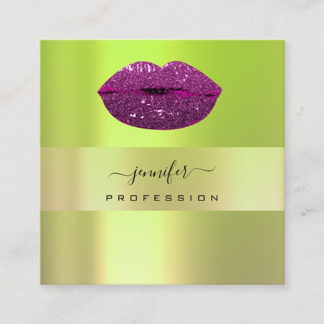 Logo "Ips Green Lila Beruflich Makeup Artist" Quadratische Visitenkarte (Vorderseite)