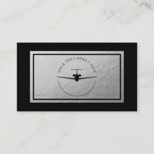 Logo Jet d'aviation - Carte de visite Faux Silver 