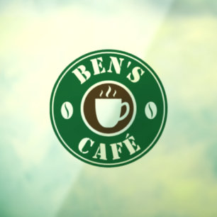 Logo-Klammer für den Coffeeshop Fensteraufkleber