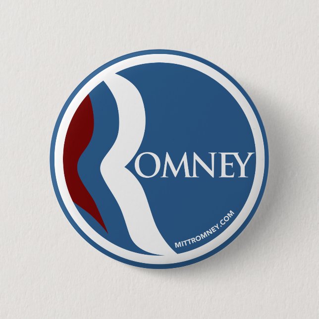 Logo-Kreis Mitt Romneys "R" (blau) Button (Vorderseite)