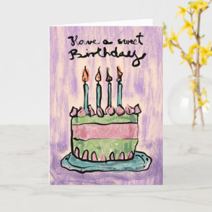 Logo Künstlerisch Handgezeichneter Kuchen Blau Lil Karte