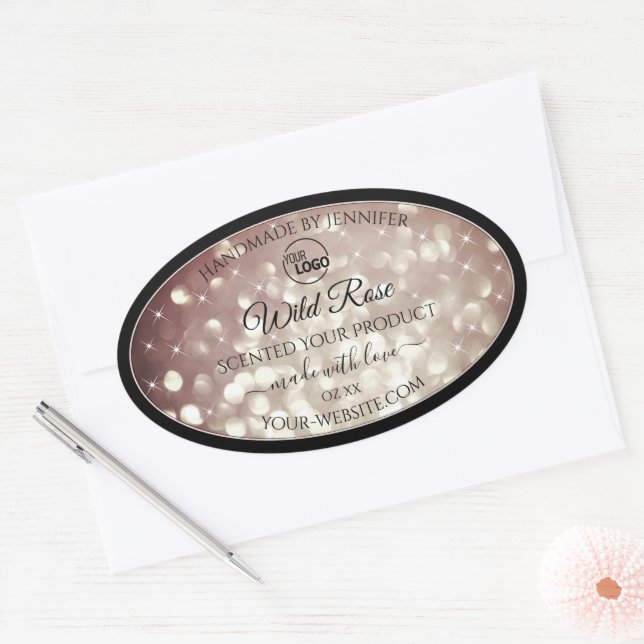 Logo-Labels für Light Burgundy Glitzer Sparkle-Pro Ovaler Aufkleber (Umschlag)