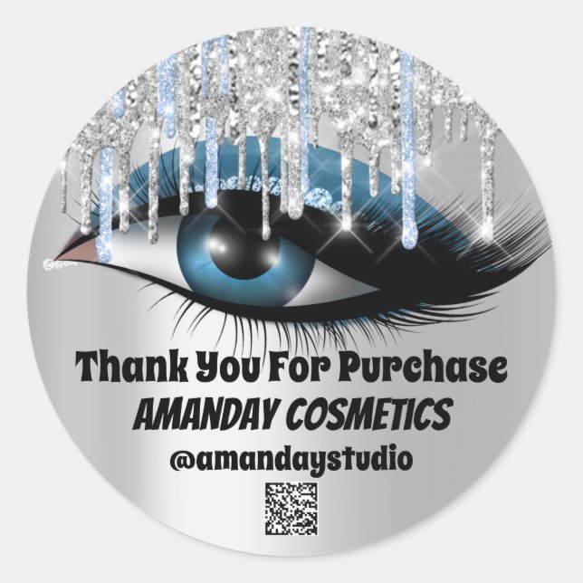 Logo Lashes Erweiterung Makeust Artist Gray QRCODE Runder Aufkleber (Vorderseite)