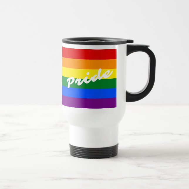Logo-LGBT-6-Streifen-Rainbow-Gay Pride-Markierung Reisebecher (Rechts)