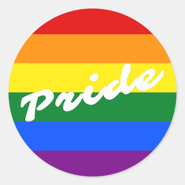 Logo-LGBT-6-Streifen-Rainbow-Gay Pride-Markierung Runder Aufkleber (Vorderseite)