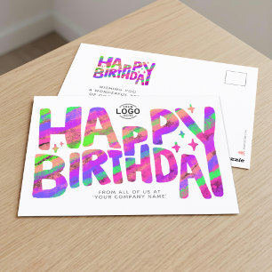 Logo Lila Green Fun Crayon Handgeschriebener Gebur Postkarte