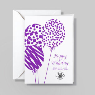 Logo Lila Weiße Ballons Unternehmens-Geburtstagska Feiertagskarte