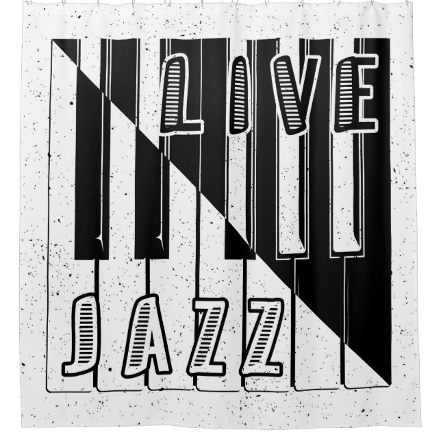 Logo "Live Jazz Calligraphy Illusion" mit Duschvorhang (Vorderseite)