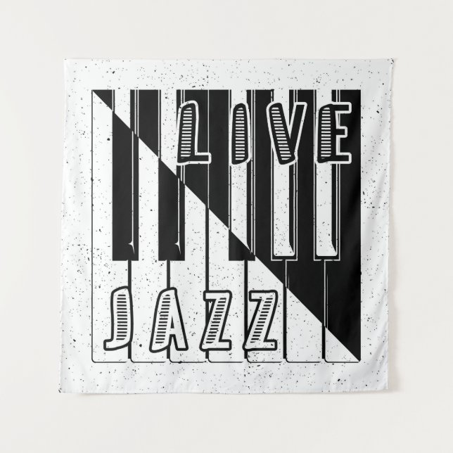 Logo "Live Jazz Calligraphy Illusion" mit Wandteppich (Vorderseite)