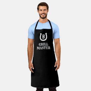 Logo Lucky horseshoe monogramme noir tablier BBQ