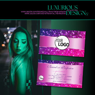 Logo "Luxuriöse Lila Glitzer Stars" in Pink Visitenkarte