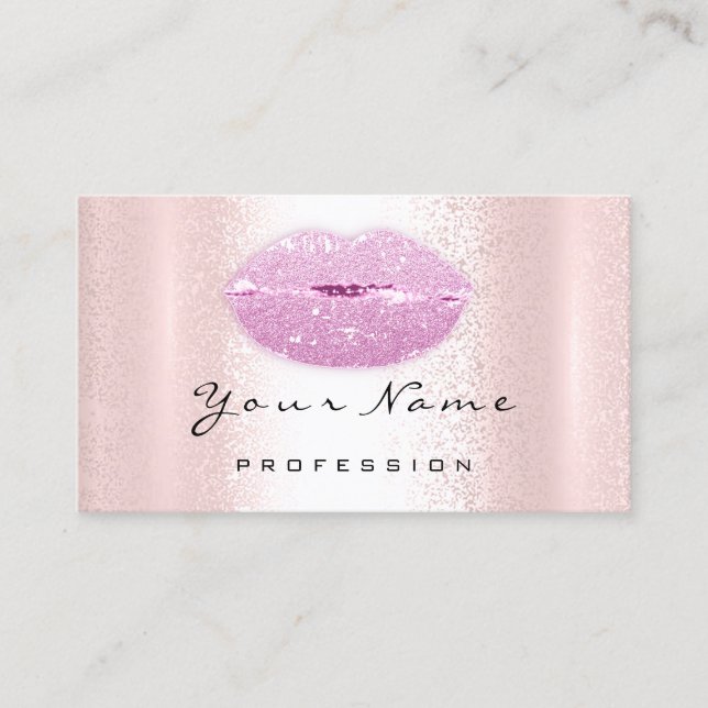 Logo Makeup Artist Beruflich Lips Kiss Glitzer Visitenkarte (Vorderseite)