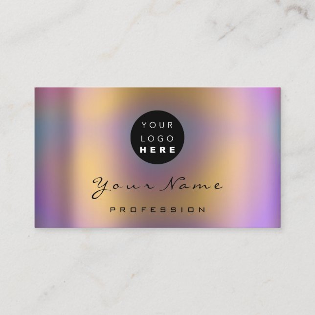Logo Makeup Artist Haar Nägel Abstrakten Holograph Visitenkarte (Vorderseite)