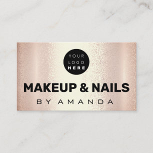 Logo Makeup Artist Hair Nails Coral Rose Gold Visitenkarte