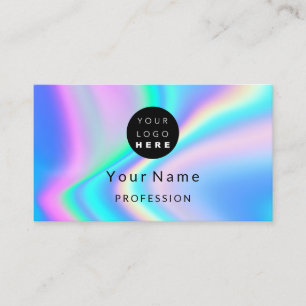 Logo Makeup Artist Hair Nails Holograph Blau Visitenkarte
