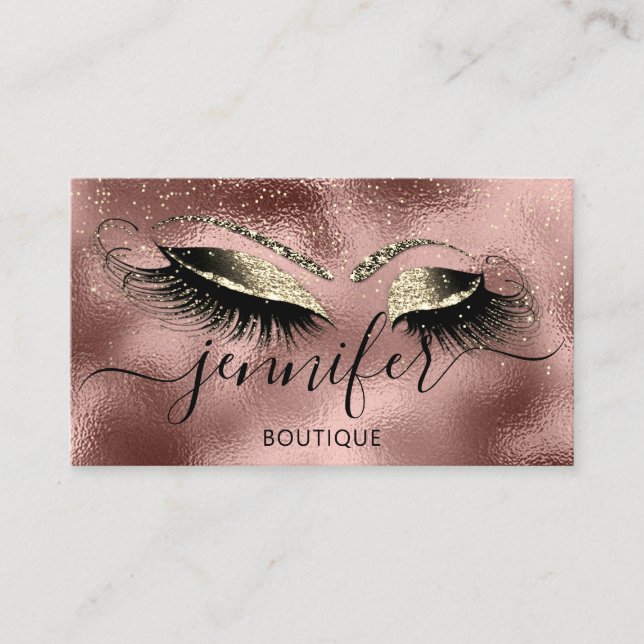 Logo Makeup Boutique Lash Studio Eyes Rose Gold Visitenkarte (Vorderseite)