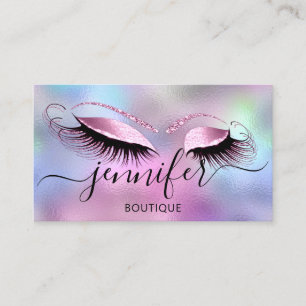 Logo Makeup Boutique Lash Studio Pink Holograph Visitenkarte