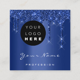 Logo Makeup Event Planner Glitzer Navy Tropfen Quadratische Visitenkarte