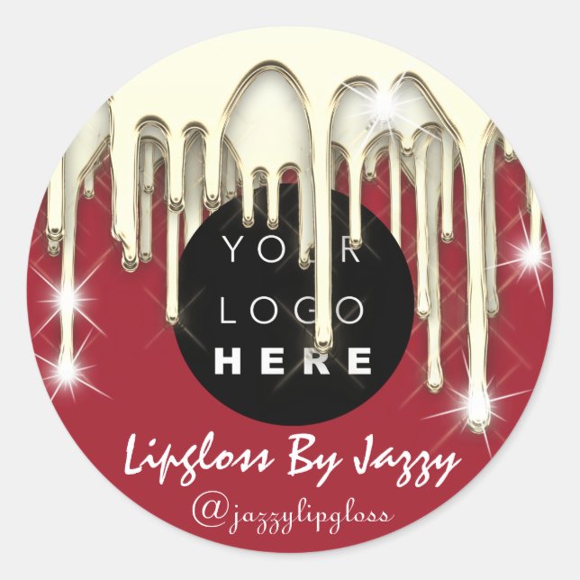Logo-Makeup-Gold-Tropfen, die Red Ruby verpacken Runder Aufkleber (Vorderseite)
