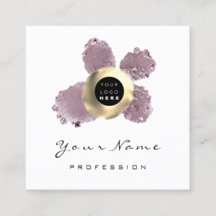 Logo-Makeup-Künstler-Haarnagel Floral-Rose weiß Quadratische Visitenkarte