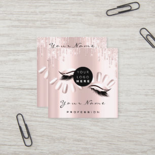 Logo Makeup Künstler Haarnails Blumenzange Rose R Quadratische Visitenkarte