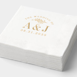Logo Mariage Union élégant Foil Serviettes empilée