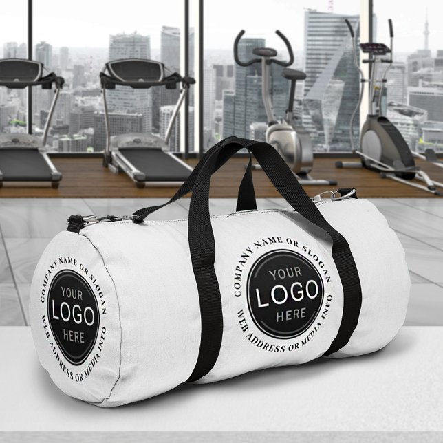 Logo-Marke für Unternehmen Moderne Werbeaktion Duffle Bag (Two sizes to choose from. Edit the design to change the bag to any desired color.)