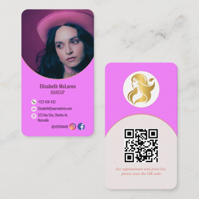 Logo Marque de maquillage moderne Artiste Carte de (Devant / Derrière)