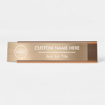 Logo Metallic Gold Desk Name Plakat