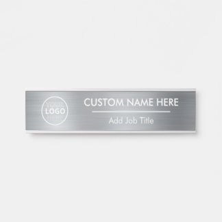 Logo Metallischer Silver Employee Name Türschild