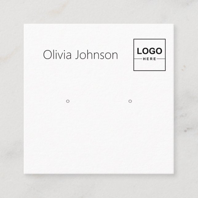 Logo-Minimal-Schmuck-Ohrring-Display-Visitenkarte Quadratische Visitenkarte (Vorderseite)