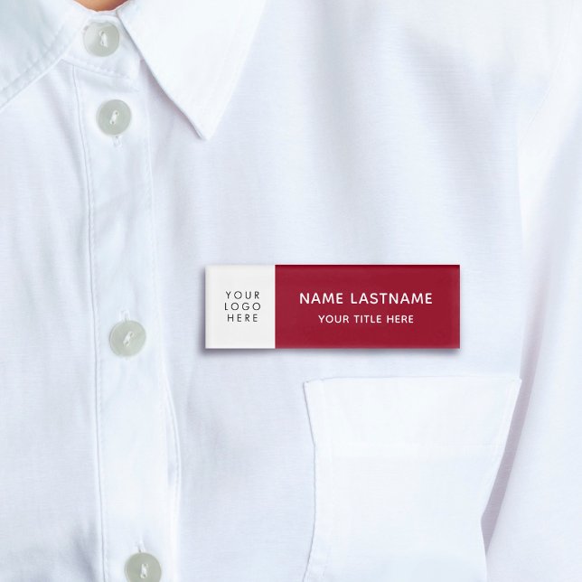 Logo Minimalistisch Burgundy Red White Magnet Tite Namenschild (Von Creator hochgeladen)