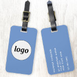 Logo-Minimalistisch Werbeaktion für blaues Brandin Gepäckanhänger<br><div class="desc">Einfaches Logo-Design für Ihr Unternehmen. Ersetzen Sie das Logo und die Details durch Ihre eigenen und ändern Sie die Hintergrundfarbe im Designwerkzeug,  um sie anzupassen. Ideal als Werbeartikel für Kunden,  Kunden und Mitarbeiter,  für Geschäftsreisen und Messen.</div>