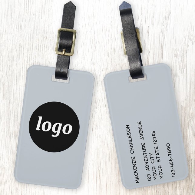 Logo-Minimalistisch Werbeaktion für blaues Brandin Gepäckanhänger (Logo with custom text promotional business branding luggage tag)