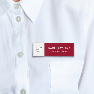 Logo-Minimalistisches Burgundy Re White Magnet Tit Namenschild
