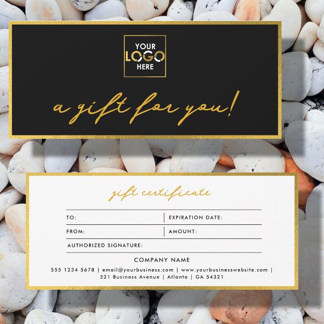 Logo-Minimalistisches Gold- und Black-Geschenkzert (Logo Minimalist Gold & Black Gift Certificate)