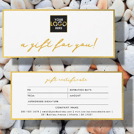 Logo-Minimalistisches Gold- und Weißgeschenkzertif