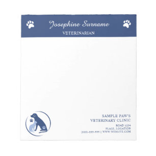 Logo mit Blauem Hund und Katze und individuellem T Notizblock