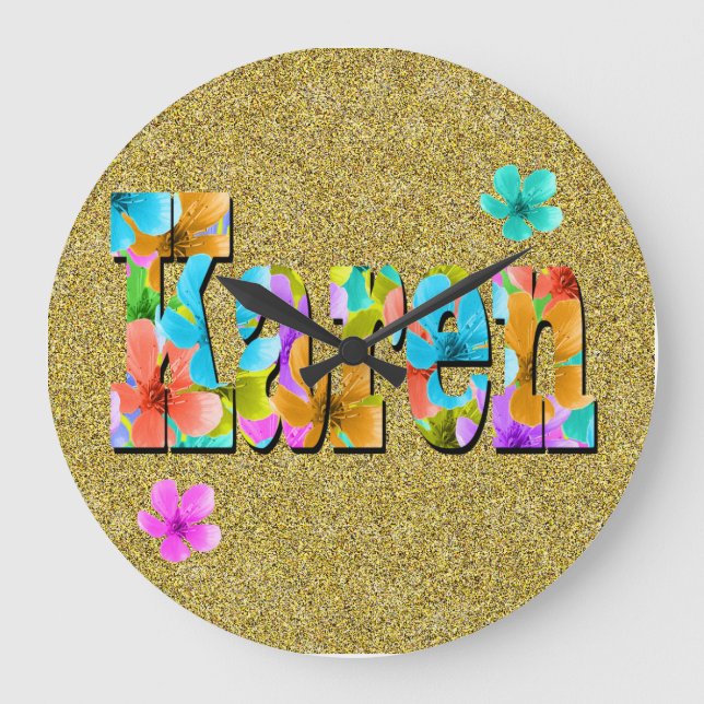Logo mit Blüten, Große Wanduhr (Vorderseite)
