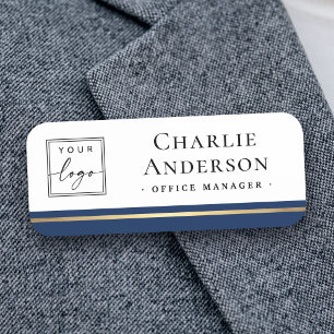 Logo mit großem Namen dunkelblau Namensschild